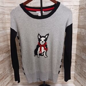 Wearing Your Heart On Your Sleeve Women's Sweater Sz S Gray and Black, Dog Image